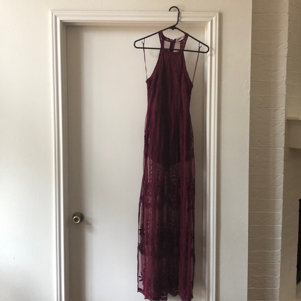 Shop Impressions burgundy maxi romper